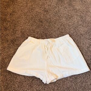Women's White Linen Drawstring Shorts